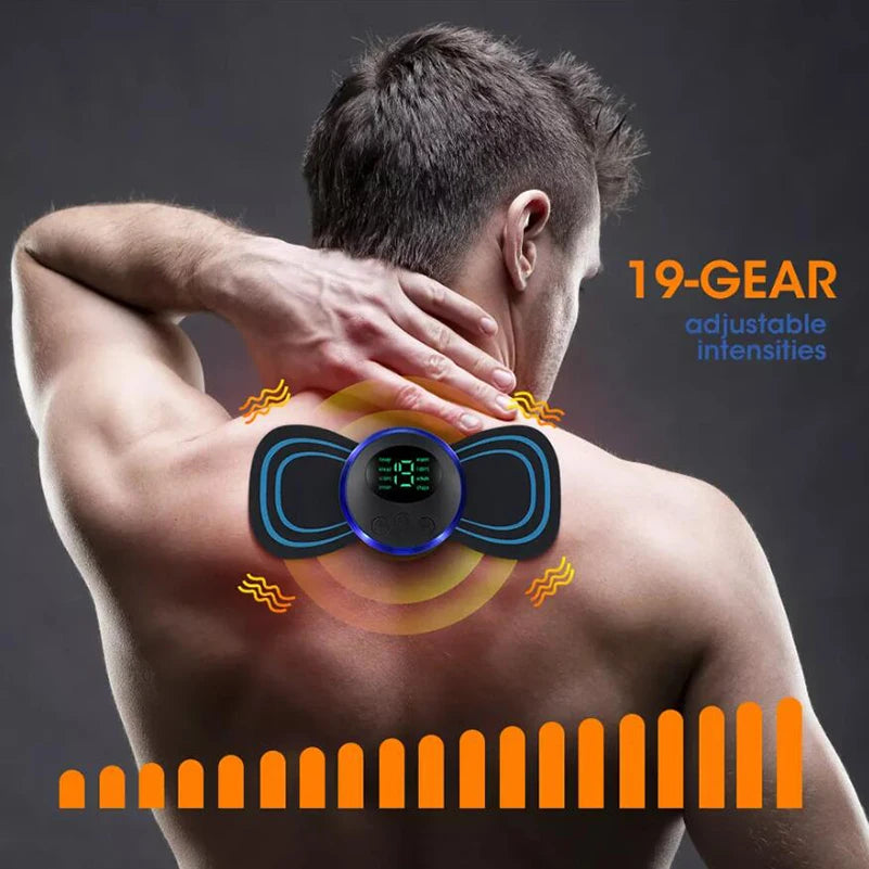 4PCS LCD Display EMS Neck  Electric Massager  8 Mode Pulse Muscle Stimulator Portable 